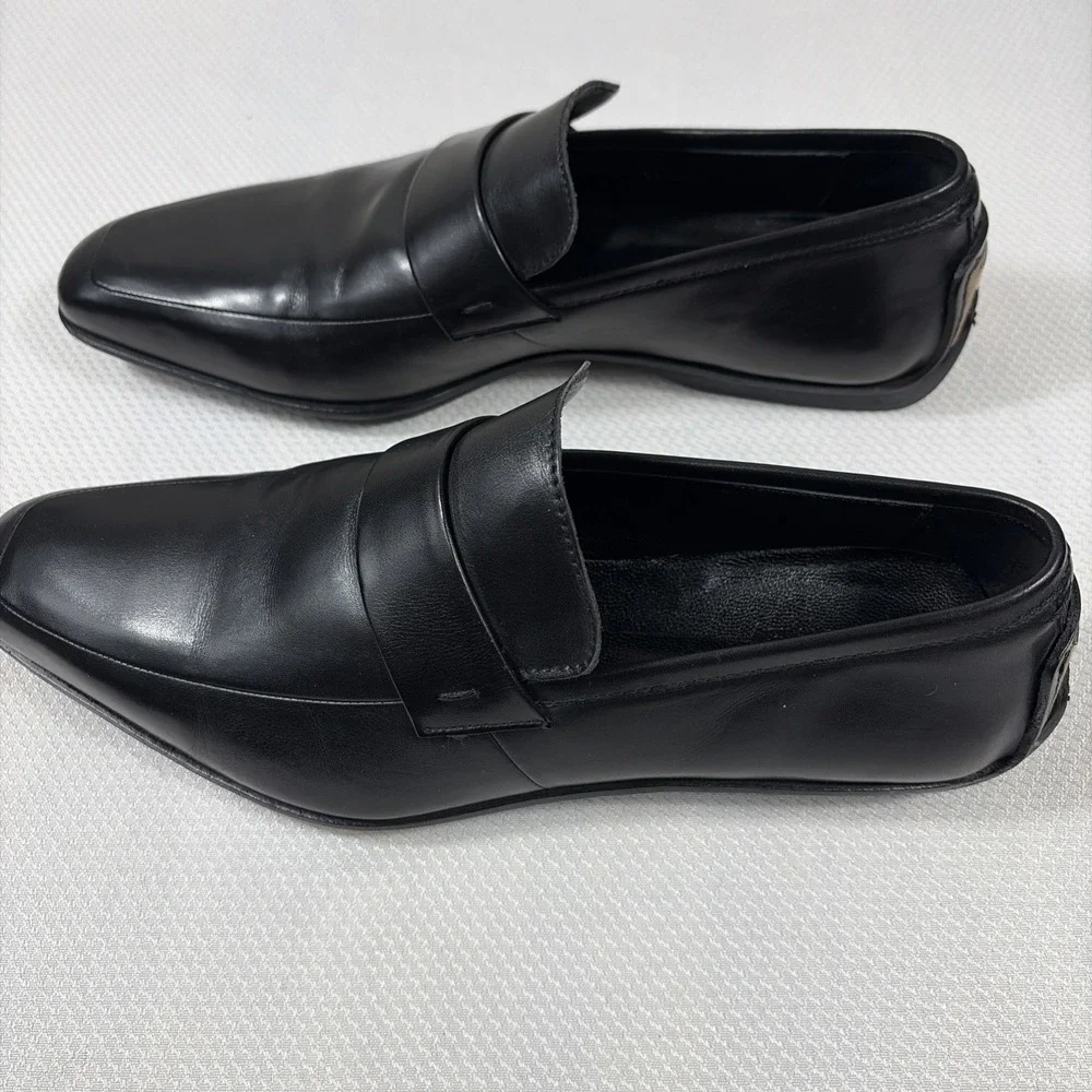 GUCCI Men's Black Double GG Logo Leather dress‎ loafers Italy 40 / US 7E w/ COA